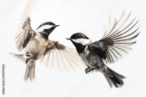  a couple of birds that are flying in the air together.  generative ai © Jevjenijs