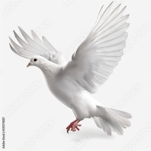  a white bird with its wings spread out and spread out. generative ai