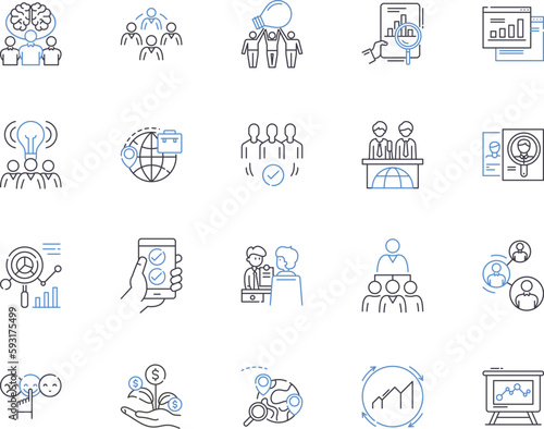 Business growth outline icons collection. Success, Expansion, Profitable, Development, Revenue, Advancement, Efficiency vector and illustration concept set. Prospects, Prosperity, Investing linear