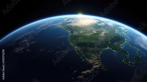 Planet Earth, view of Earth from space, Global warming, Earth Day or World environment day concept, Generative AI 
