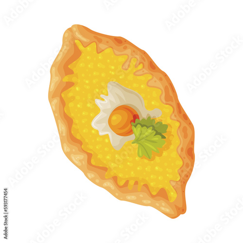 Khachapuri as Traditional Dish of Georgia of Cheese-filled Bread Vector Illustration