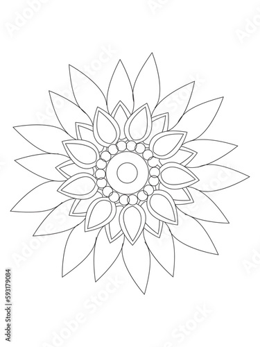 
   Flowers  Leaves Coloring page Adult.Contour drawing of a mandala on a white background.  Vector illustration Floral Mandala Coloring Pages, Flower Mandala Coloring Page, Coloring Page For Adul