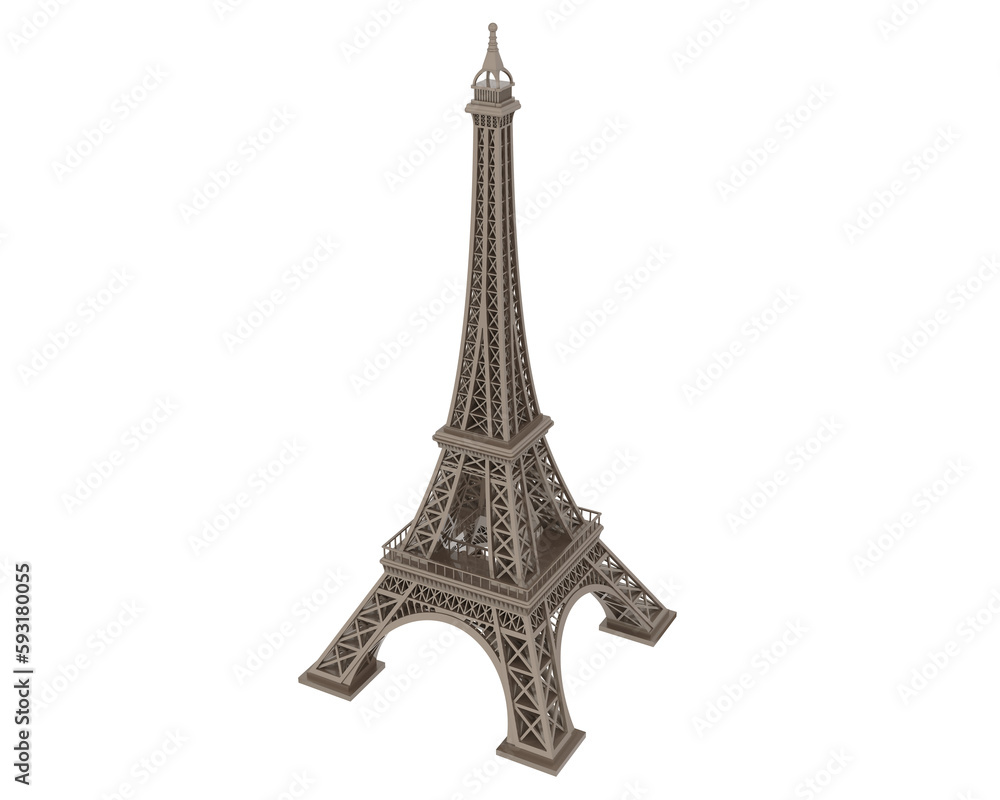 Eiffel  tower isolated on transparent background. 3d rendering - illustration