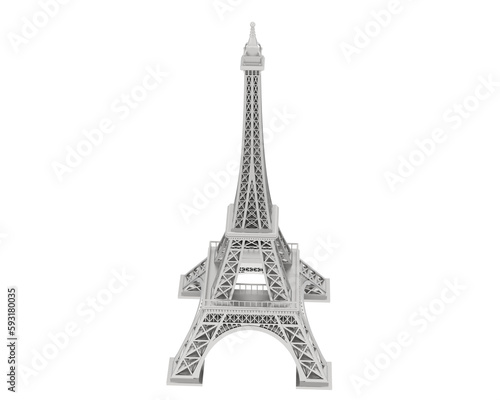 Eiffel tower isolated on transparent background. 3d rendering - illustration