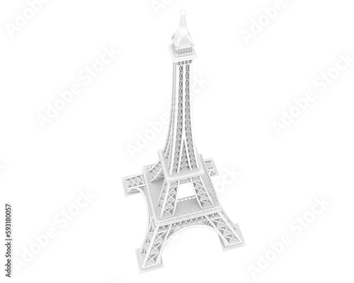 Eiffel tower isolated on transparent background. 3d rendering - illustration