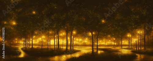 Night Landscape, Generative AI Illustration