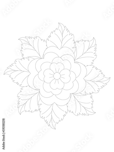 Flower mandala illustration. Oriental pattern, vintage decorative elements Easy mandala kaleidoscope pattern on white background Adult coloring page