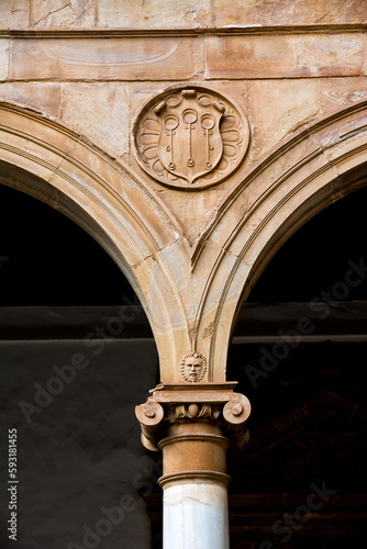 Detail of a column in the cloister of the Convent of San Giovanni Battista in Almagro, Spain