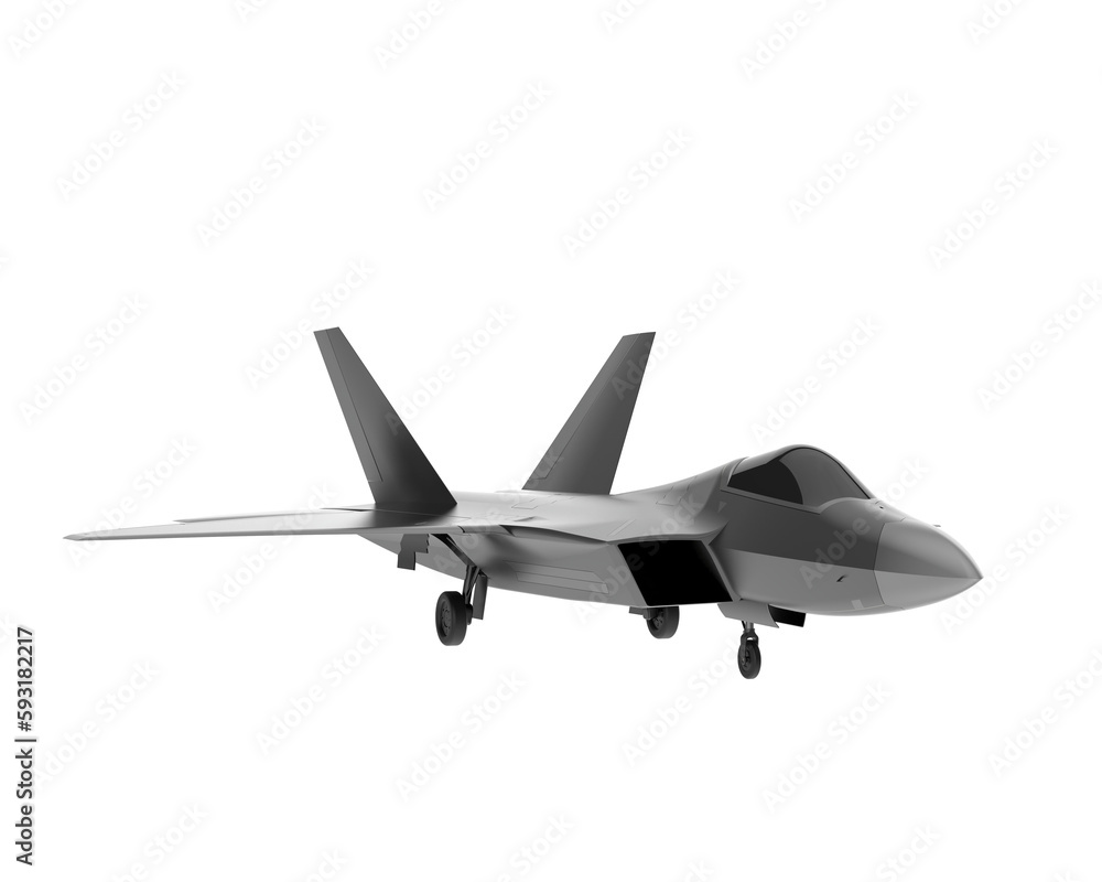 Fighter aircraft isolated on transparent background. 3d rendering - illustration