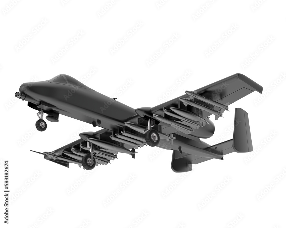Fighter jet isolated on transparent background. 3d rendering - illustration Fighter jet isolated on transparent background. 3d rendering - illustration