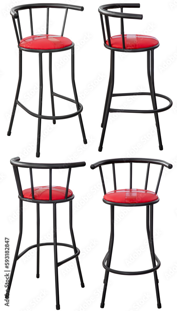 Bar stool. Interior element. Isolated from the background. From different angles Bar stool. Interior element. Isolated from the background. From different angles