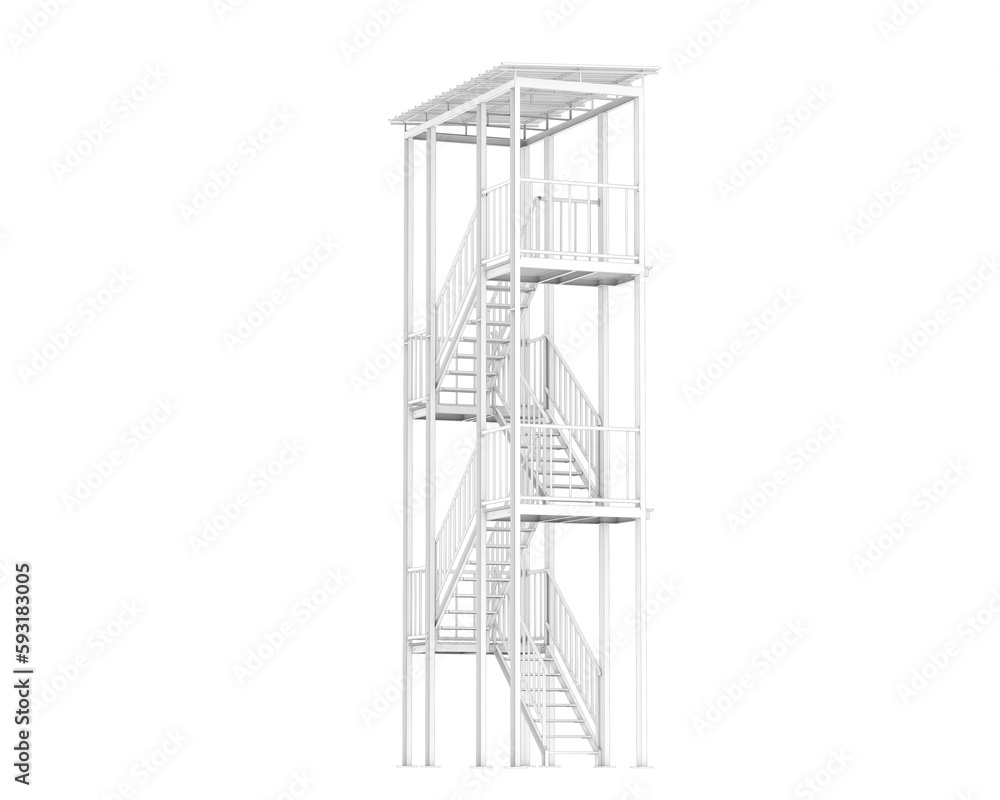 Fire escape stairs isolated on transparent background. 3d rendering - illustration Fire escape stairs isolated on transparent background. 3d rendering - illustration