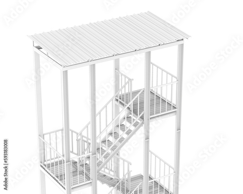 Fire escape stairs isolated on transparent background. 3d rendering - illustration