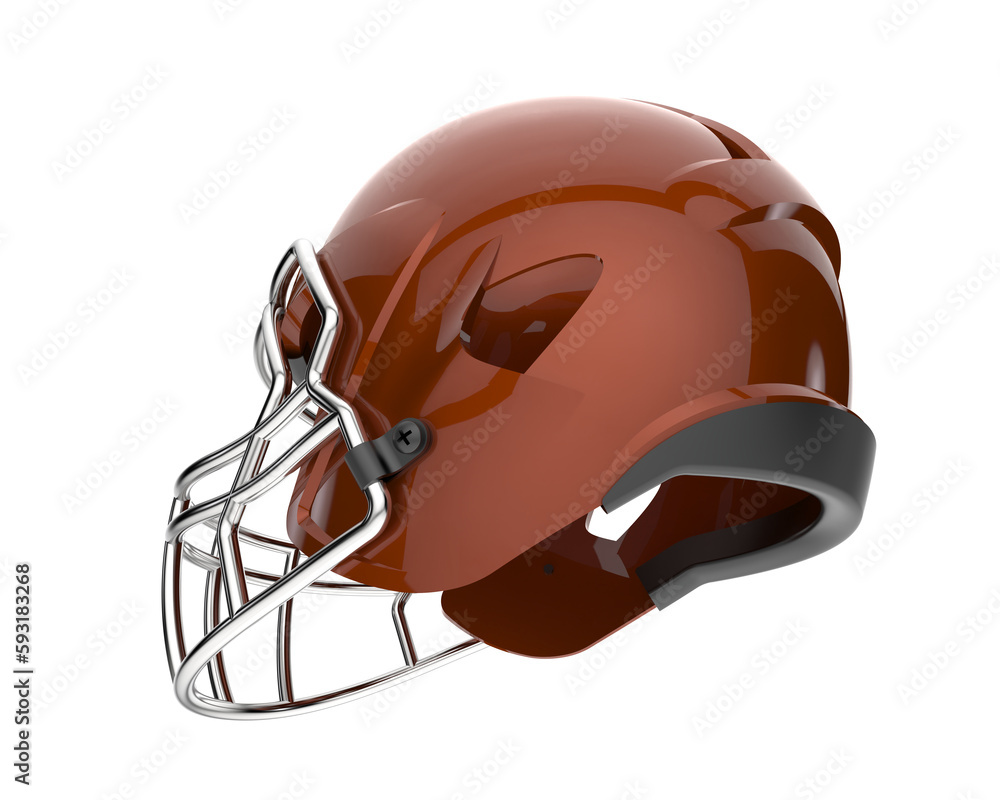 Fototapeta premium Football helmet isolated on transparent background. 3d rendering - illustration