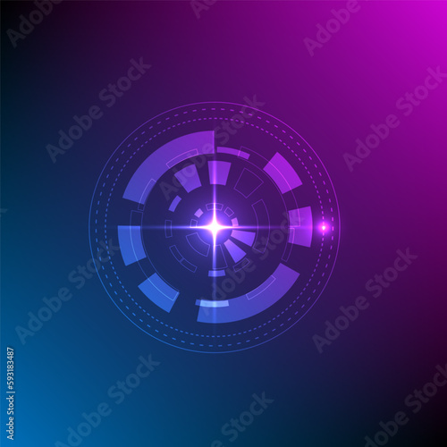 Wallpaper Mural Blue and pink circle and line technology abstract technology innovation concept vector background and glowing light  Torontodigital.ca