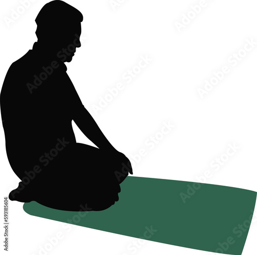 a muslim man praying, silhouette vector