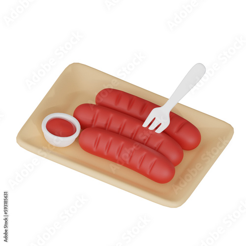 Sausage 3d junk food icon photo