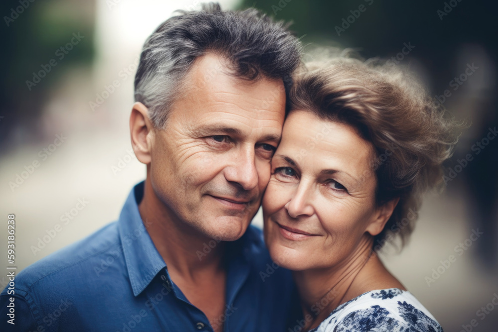 Portrait of an mature couple smiling AI generative art Portrait of an mature couple smiling AI generative art