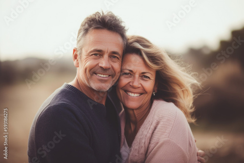 Portrait of an married couple smiling AI generative art