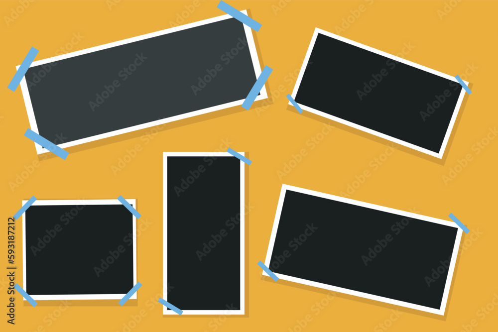 vector set off Polaroid photo frames fixed with adhesive tape on a transparent background. Photo frame on sticky tape, isolated. vector set off Polaroid photo frames fixed with adhesive tape on a transparent background. Photo frame on sticky tape, isolated.