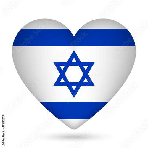 Israel flag in heart shape. Vector illustration.