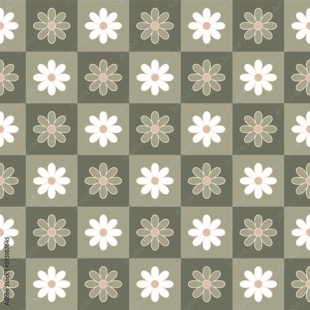Simple Aesthetic Floral Checkered Pattern Design Simple Aesthetic Floral Checkered Pattern Design