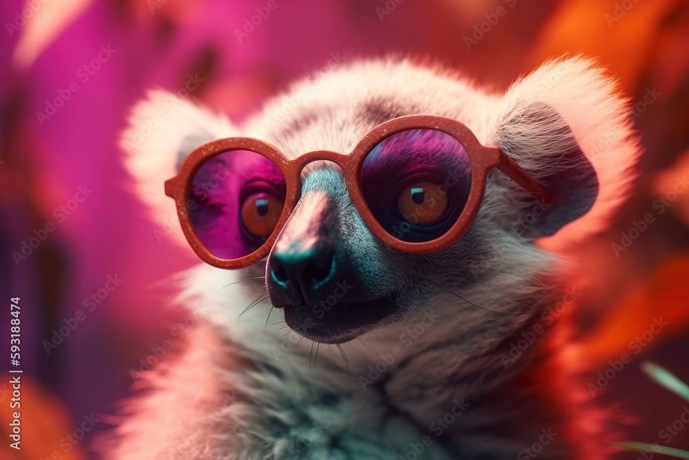  a small animal with red glasses on it's face.  generative ai