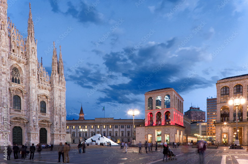 Obraz premium Milano. Piazza Duomo in corso di manifestazione d' arte