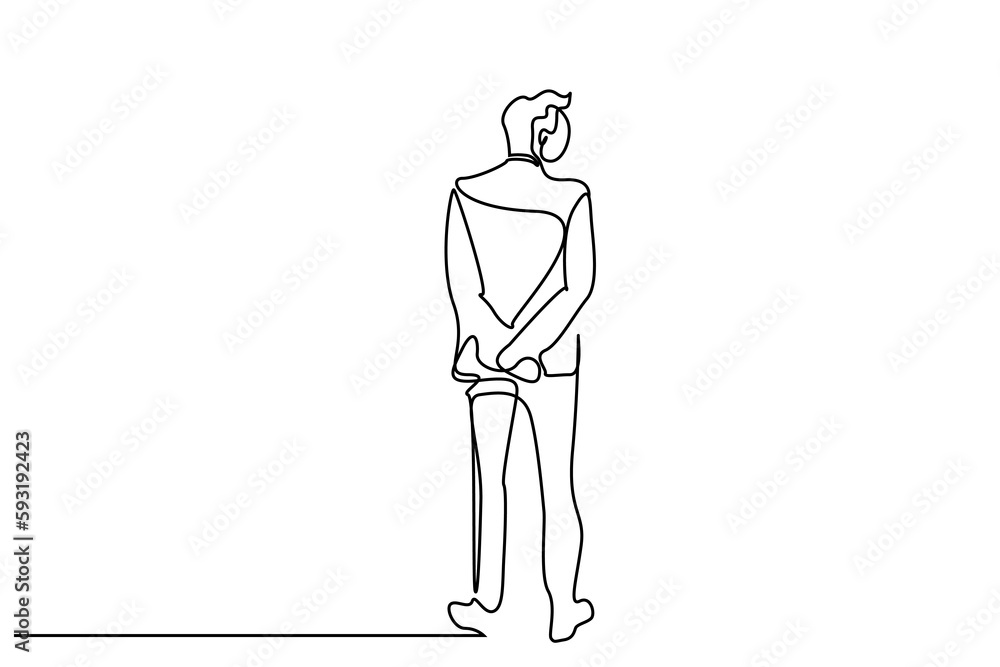 business man thoughtfully calm waiting back rear behind view line art business man thoughtfully calm waiting back rear behind view line art