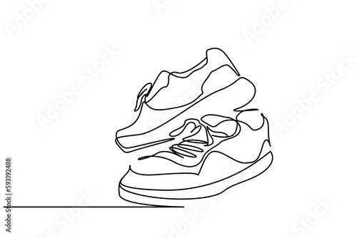 casual sneakers shoes line art