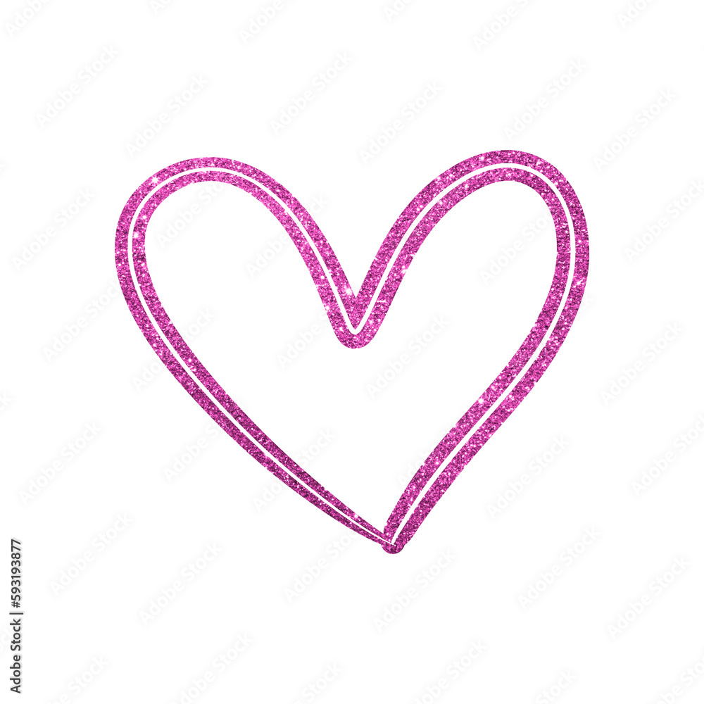 Pink glitter heart line art shape 