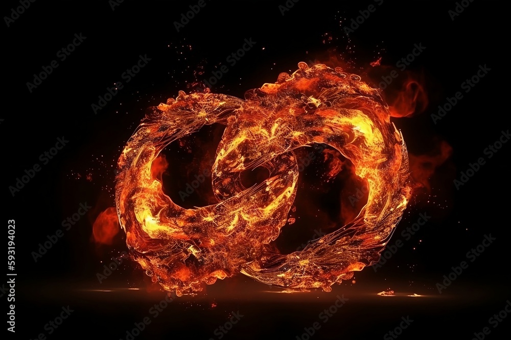fiery explosion on black background, Generative AI. fiery explosion on black background, Generative AI.