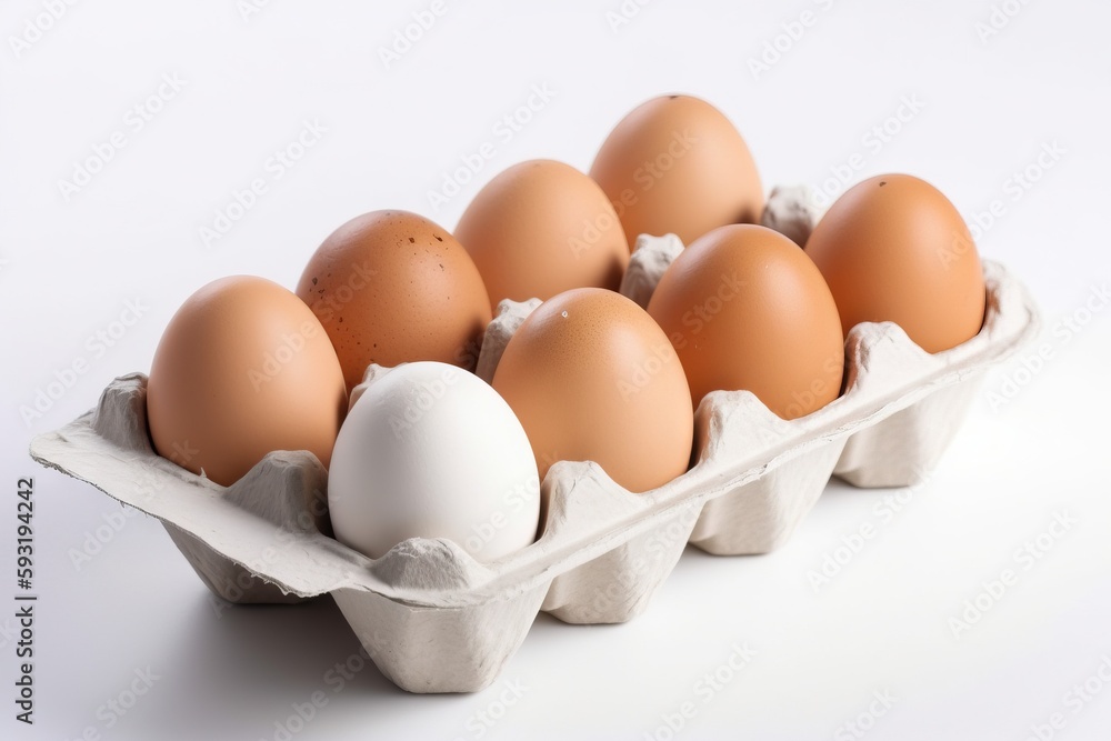 a dozen eggs in a carton on a white background. generative ai a dozen eggs in a carton on a white background. generative ai