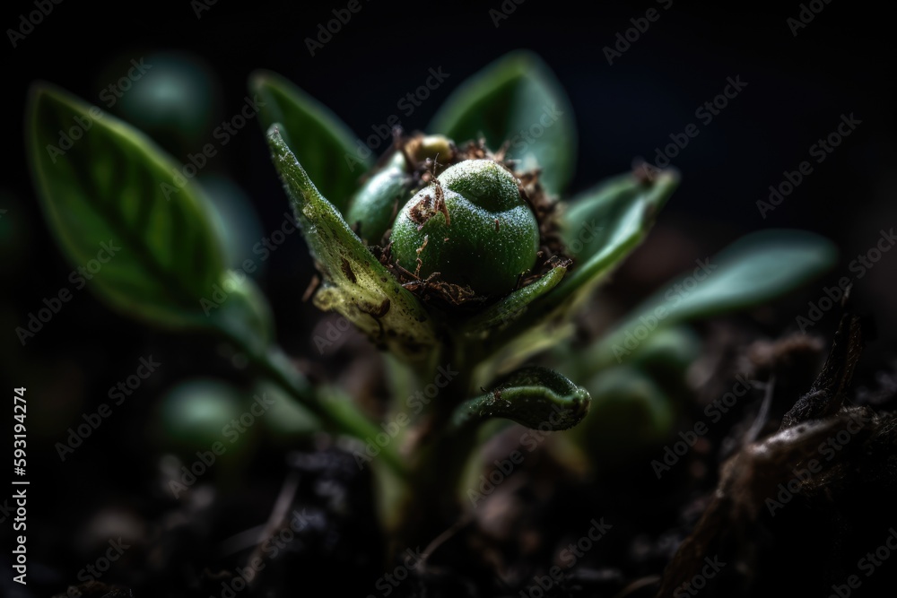 Plant is growing macro