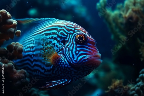 fish in aquarium. Generative AI.