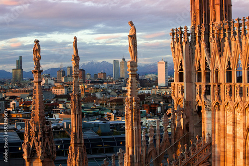 Milano. Veduta dal terrazzo del Duomo verso la città
