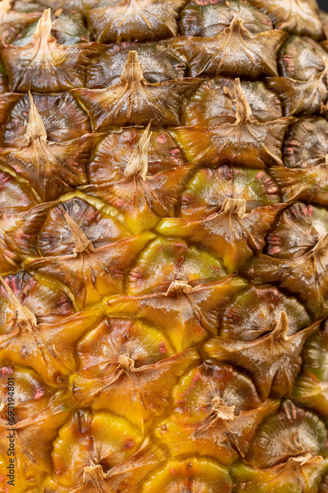 Yellow peel of ripe sweet pineapple, details Yellow peel of ripe sweet pineapple, details