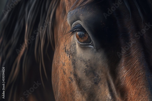 close up view of a horse. Generative AI