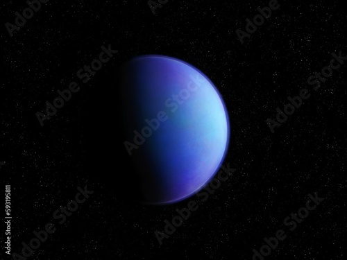 Planet with atmosphere and ocean of water. Earth-like planet in space. Beautiful Cosmos background. © Nazarii