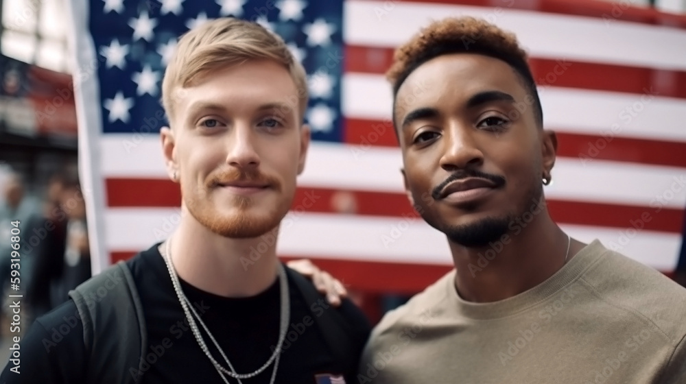 LGBTQ gay couple men portrait, tolerance for the gay community, by