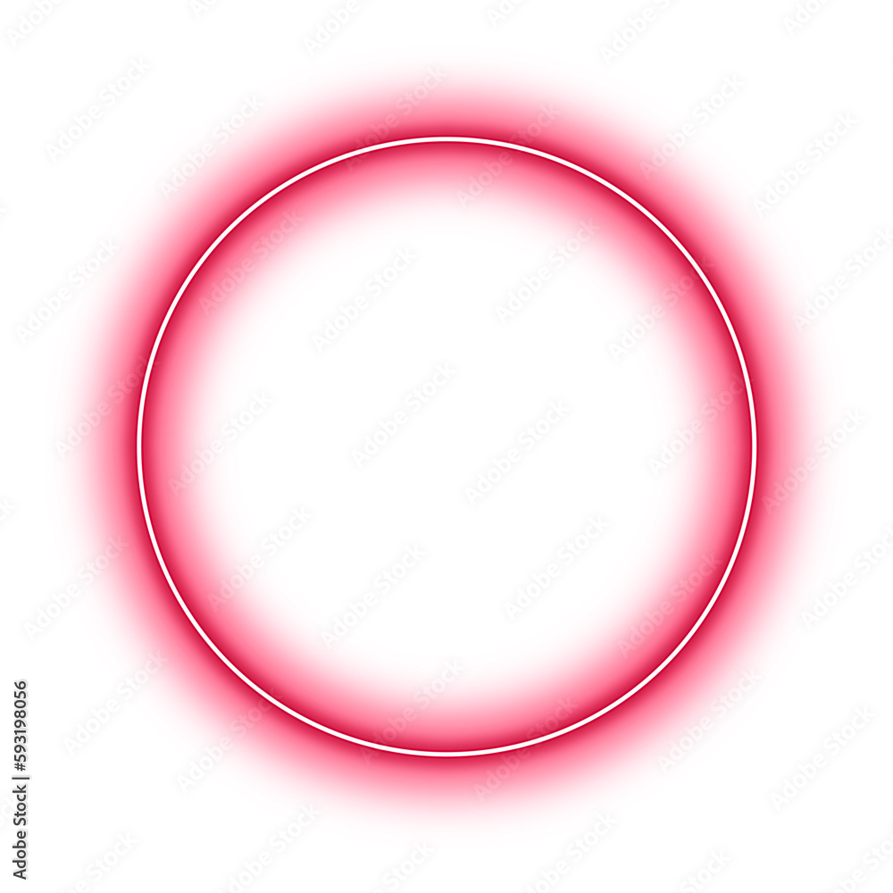 Neon Red Circle Geometry Shape Outline Stroke