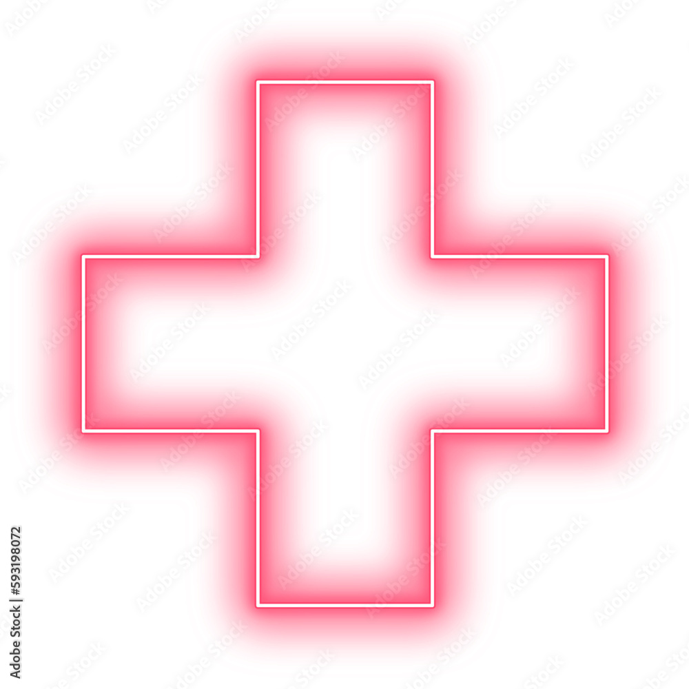 Fototapeta premium Neon Pink Cross Geometry Shape Outline Stroke