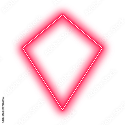 Neon Red Kite Geometry Shape Outline Stroke