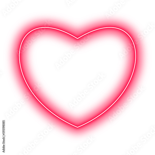 Neon Red Heart Geometry Shape Outline Stroke
