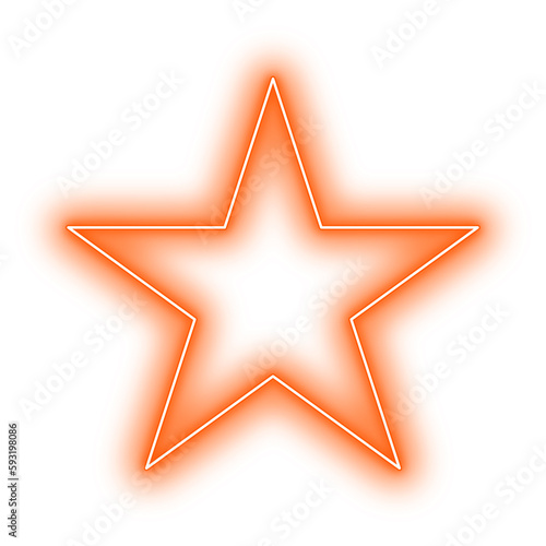 Neon Orange Star Geometry Shape Outline Stroke