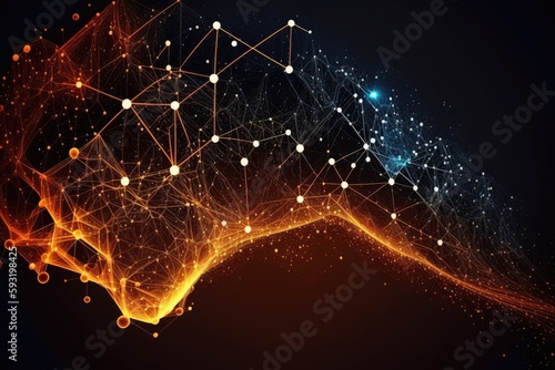 Abstract digital background. Big data visualization. Network connection structure. Science background. Generative AI