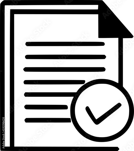 black individual office paper policy approve line icon, simple outline document flat design pictogram, infographic vector for app logo web button ui ux interface elements isolate on white background