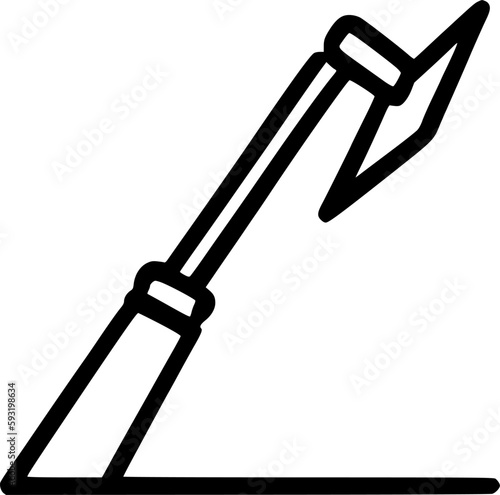 black individual hoe line icon, simple outline agricultural hand tool flat design pictogram, infographic vector for app logo web button ui ux interface elements isolate on white background