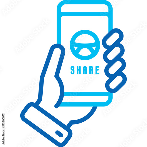 Car sharing, searching a car through mobile app thin line icon. Vector illustration.