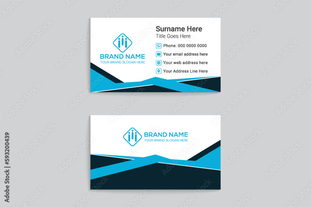 Business card design with blue color